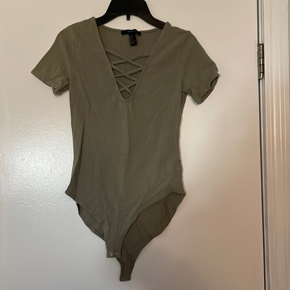 Forever21, olive green bodysuit, size small